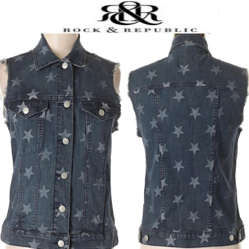 Rock & Republic "Gunshow" Denim Jeans Vest Jacket Top